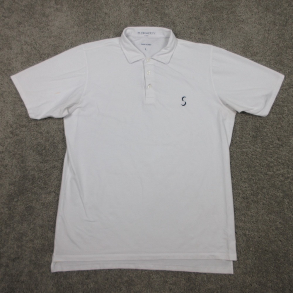 Sebonack Golf Club Polo Shirt Mens Large White Solid B Draddy USA Logo Pima
